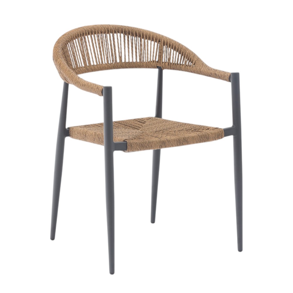 Silla de exterior con brazos Dante de aluminio y polyrattan