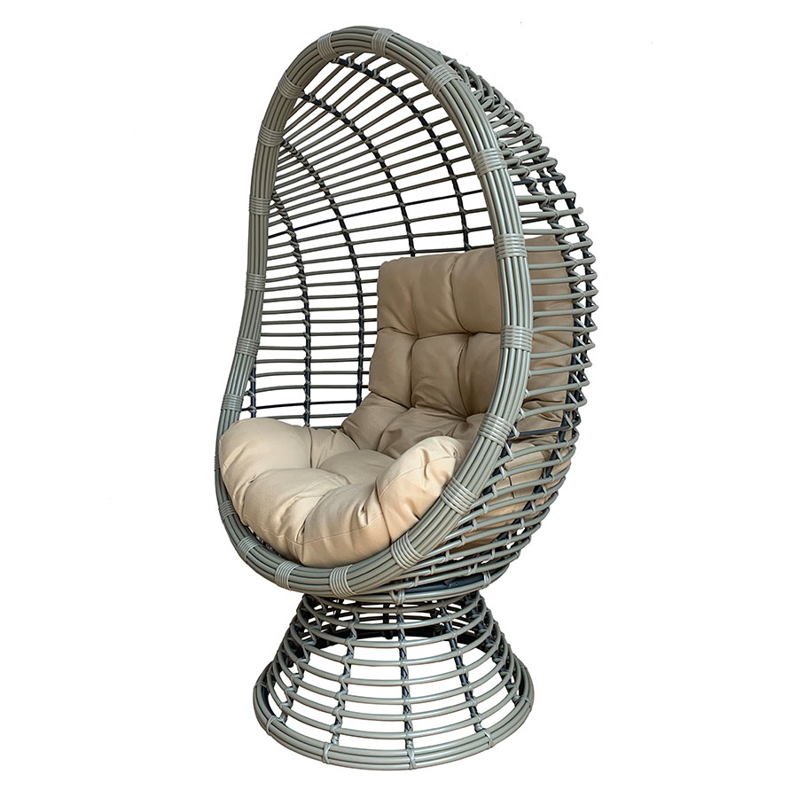 Asiento giratorio Coco con base de polyrattan gris