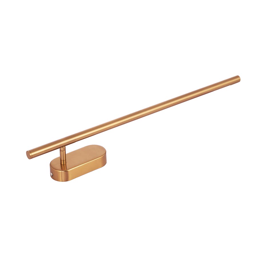 Aplique de pared led Stick dorado con luz cálida 9W