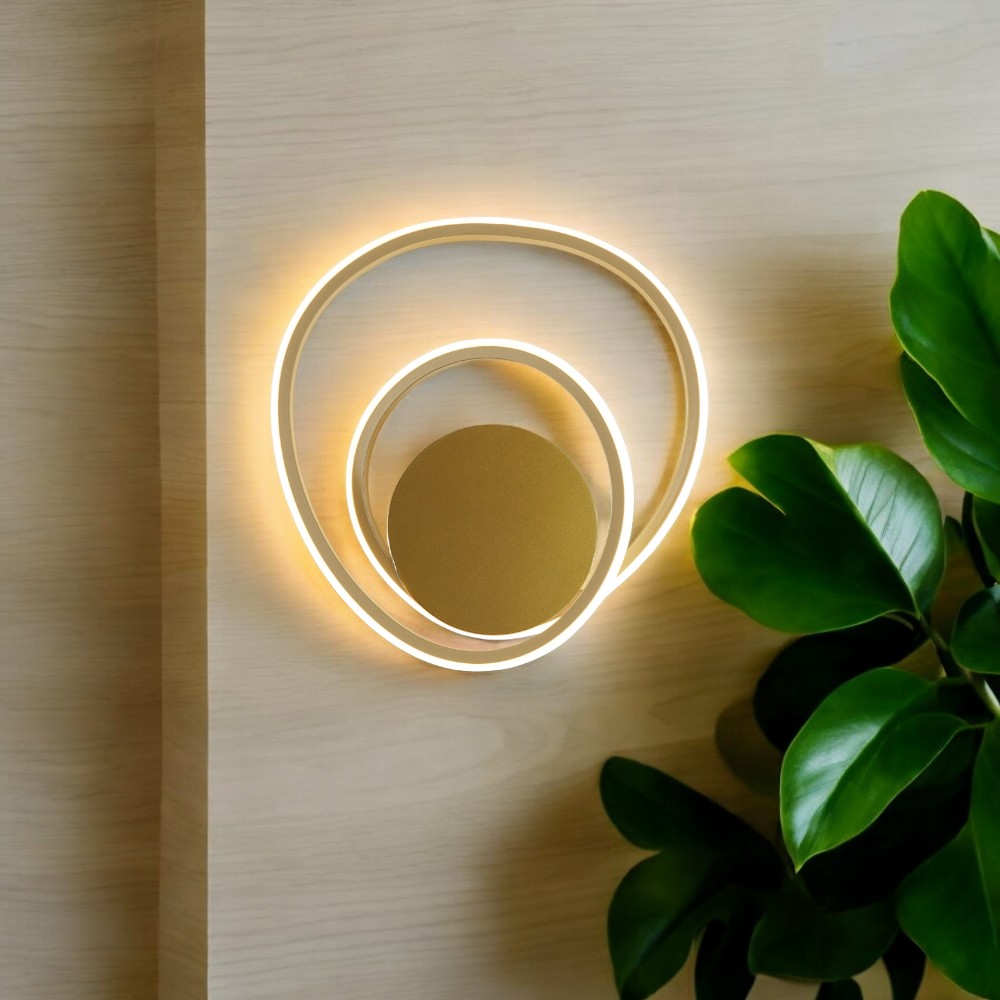 Aplique de pared led Ovalos metal/dorado luz cálida