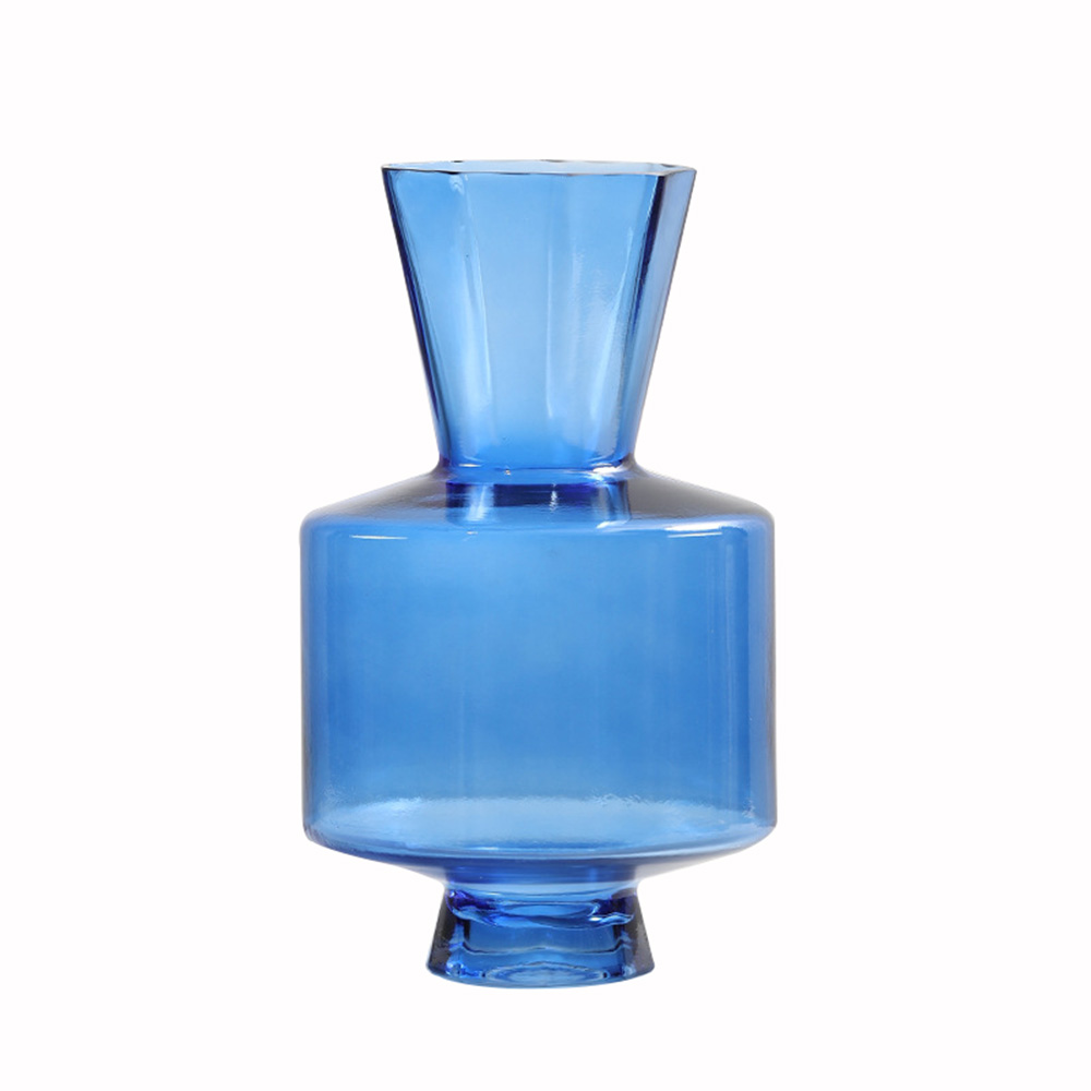 Florero de vidrio azul