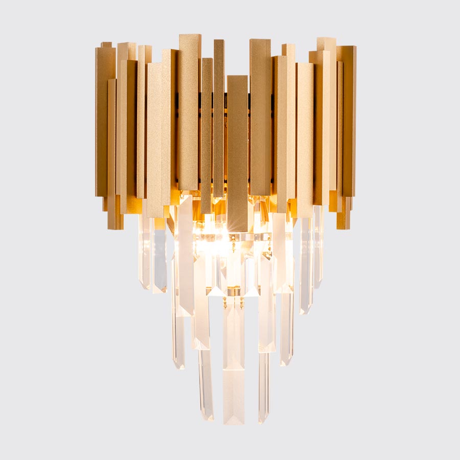 Aplique de pared 2xE14 Calliope metal dorado/cristal