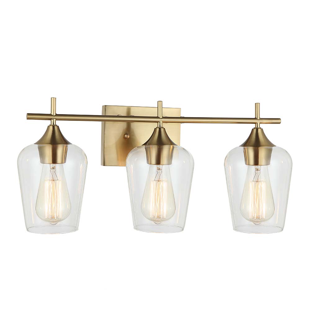 Aplique de pared 3xE27 Dusk base brass tulipas vidrio clear