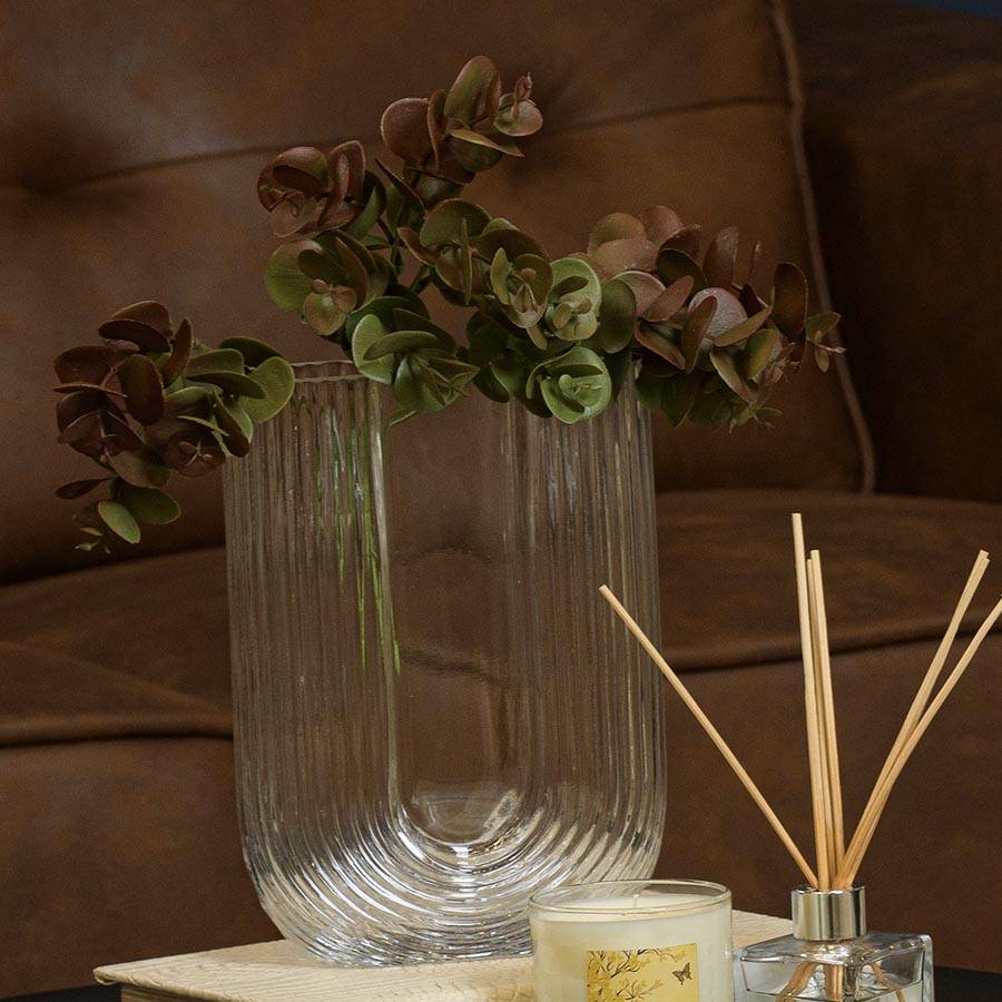 Florero de vidrio U transparente