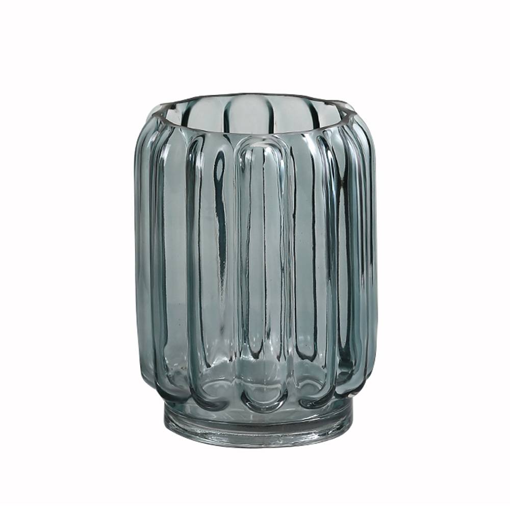 Florero de vidrio azul claro H:14 cm