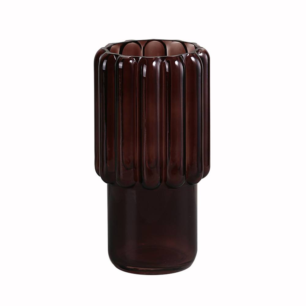 Florero de vidrio café