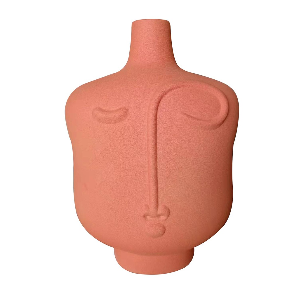 Florero de caramica face naranja H:26 cm