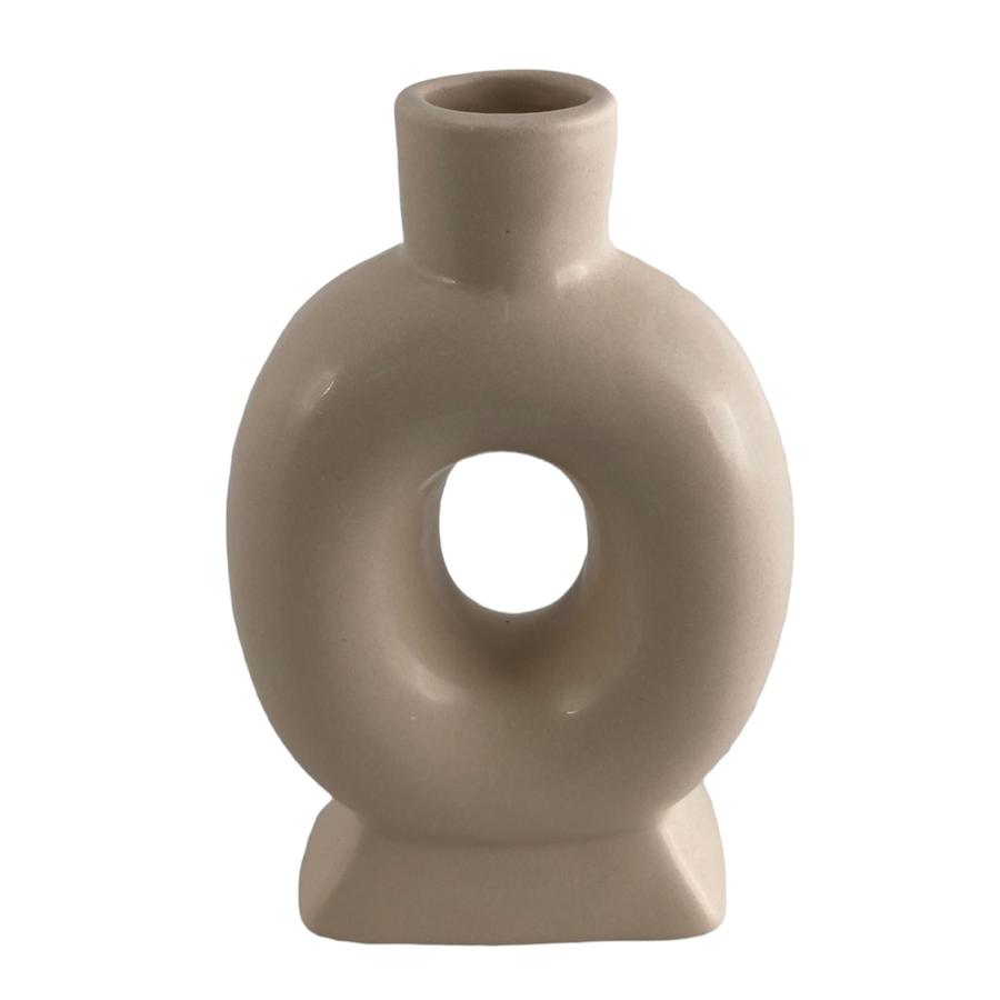 Florero Donut beige 17cm