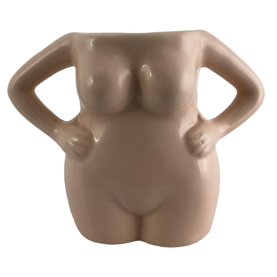 Florero Silueta Mujer beige 16cm