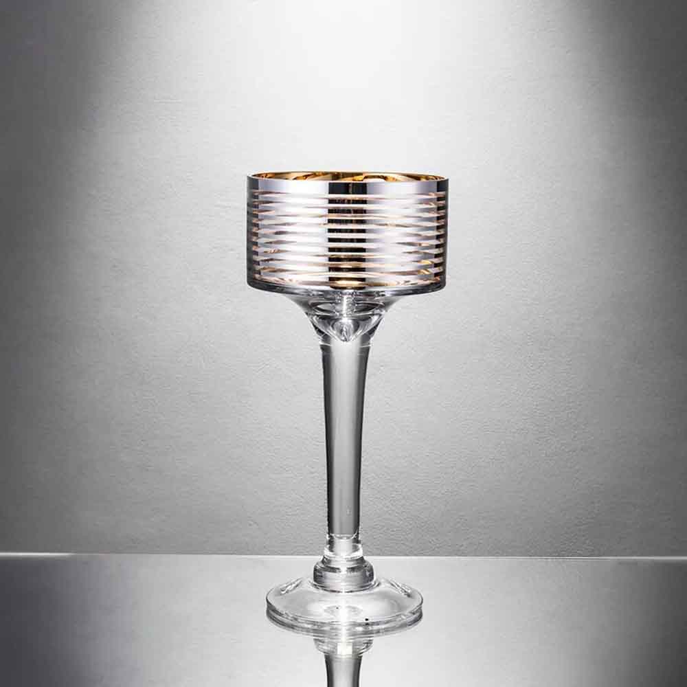 Copón Paris de vidrio detalle dorado 30cm