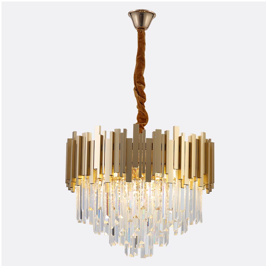 Lámpara colgante Tatiana II metal dorado/cristal 8 luces