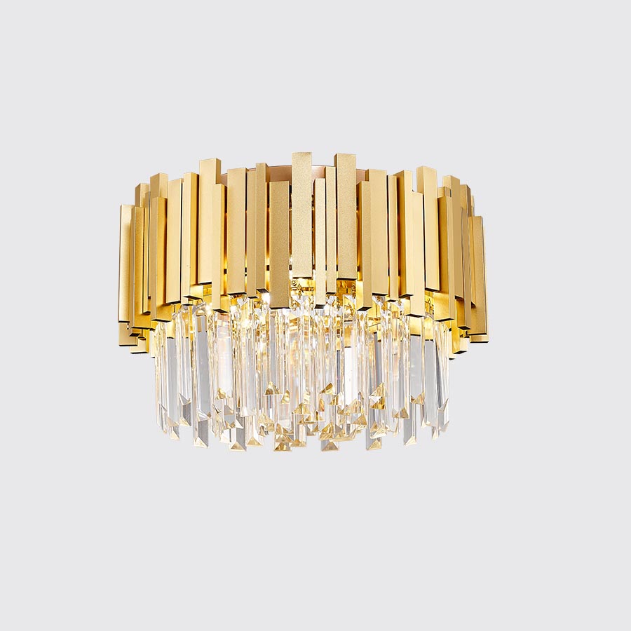 Lámpara de tumbado Margot dorada/cristal 4 luces