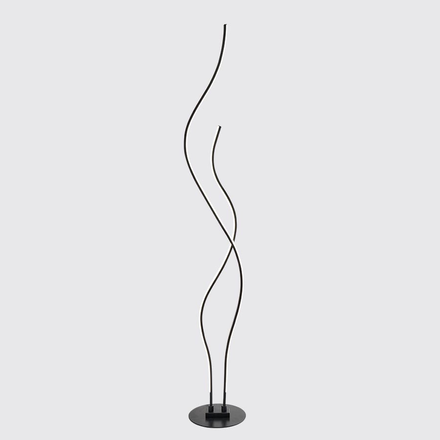 Lámpara de pedestal led Curvilinea negra luz cálida