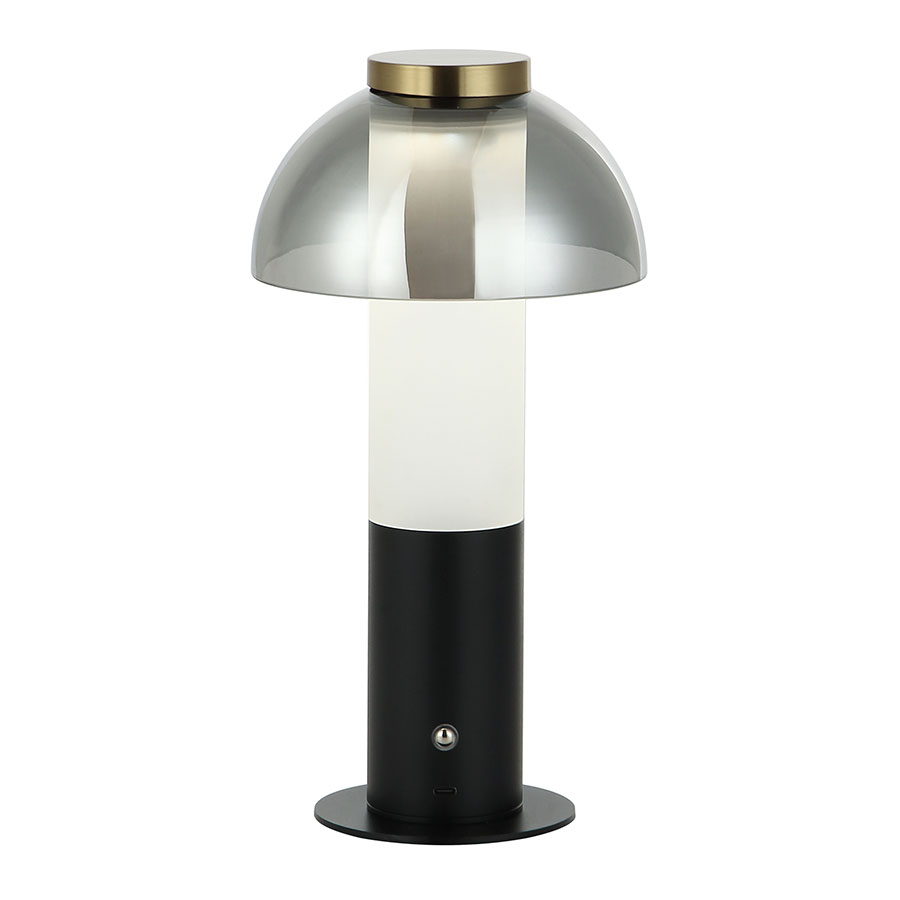 Lámpara de mesa Clay base negro vidrio smoke con luz calida