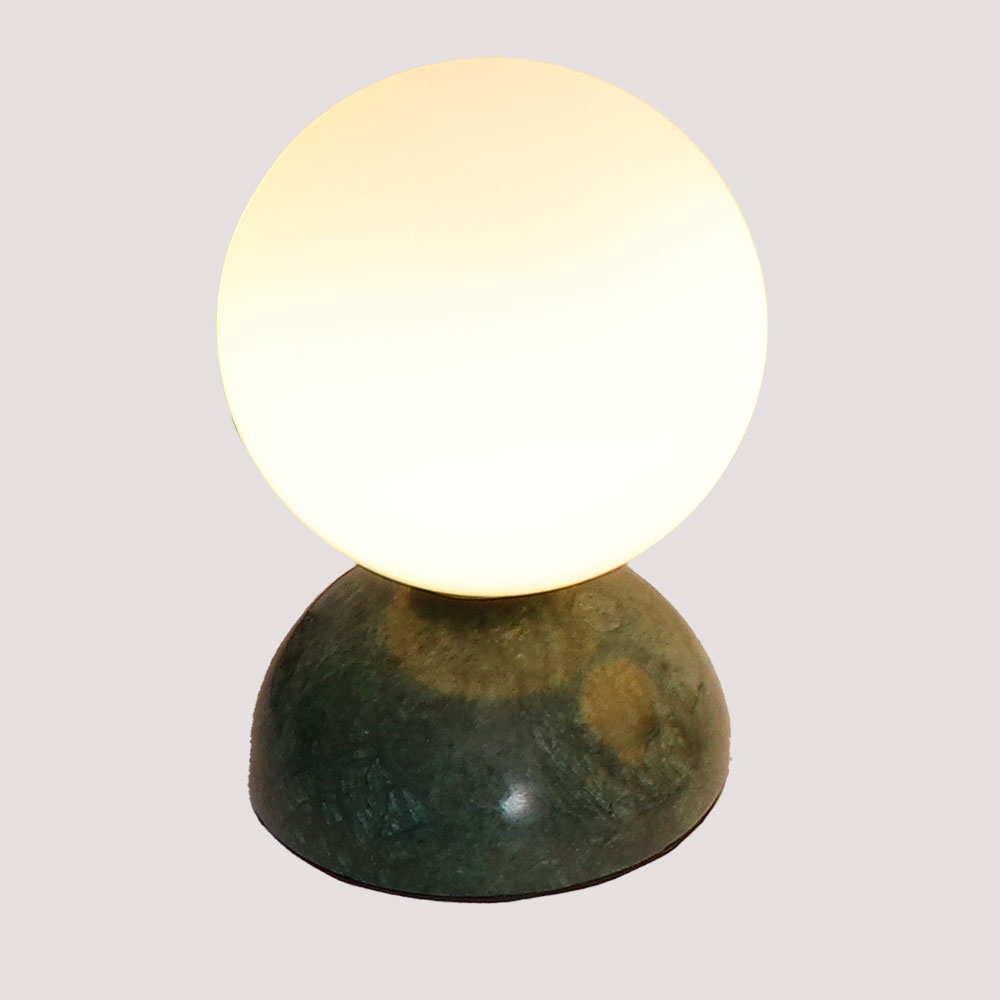 Lámpara de mesa G9 Liora de mármol verde vidrio blanco 22cm