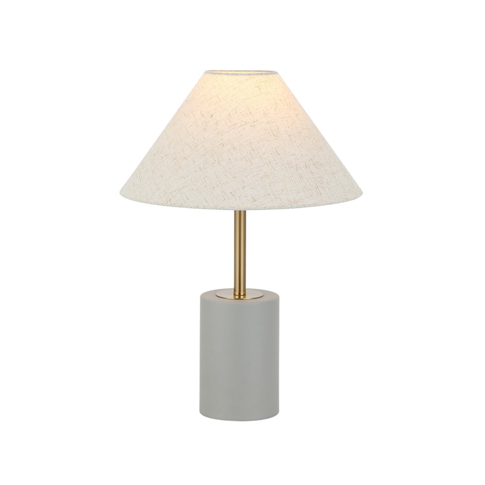 Lámpara de mesa E27 Anton base gris pantalla tela 43cm