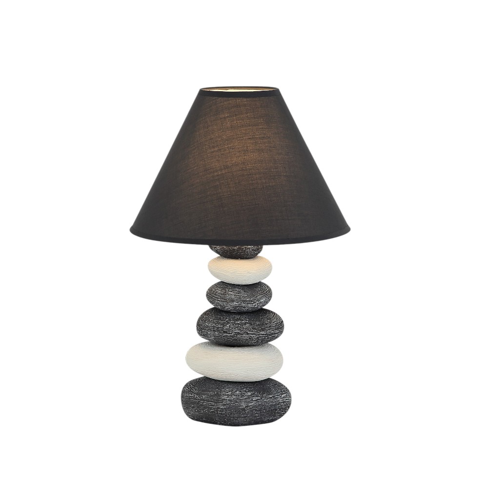 Lámpara de mesa E14 Flick base tipo piedras gris/blanco 42cm