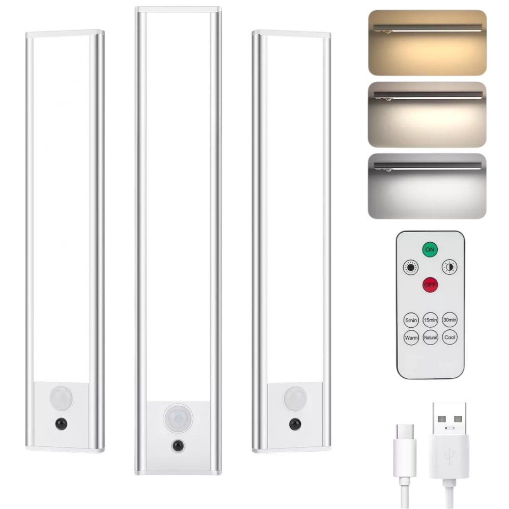 Luminaria recargable 3CCT con sensor movimiento + control