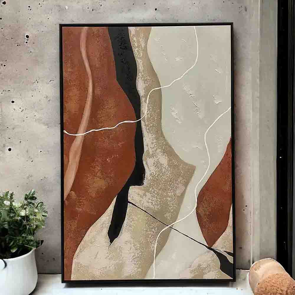 Cuadro abstracto tonos rosas marco negro 60x90cm