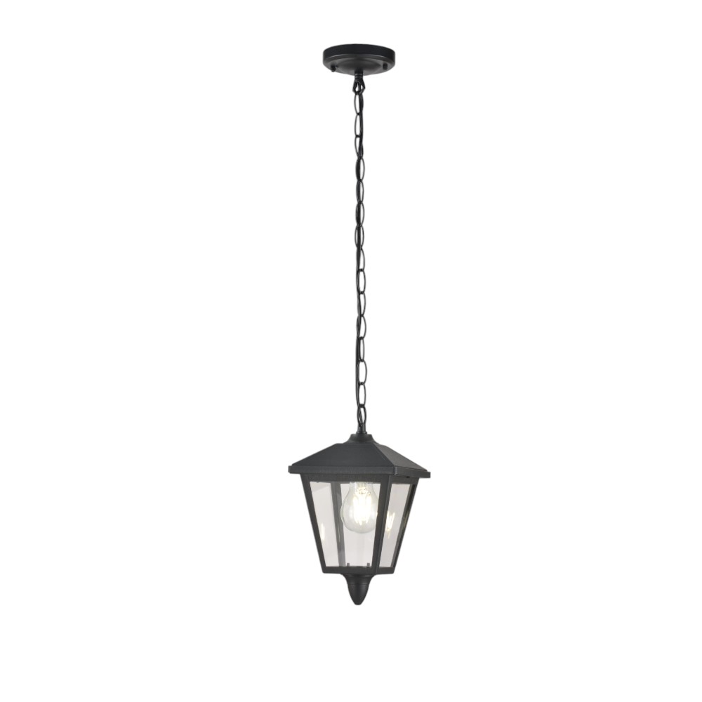 Farol colgante E27 Aether de plástico negro IP44