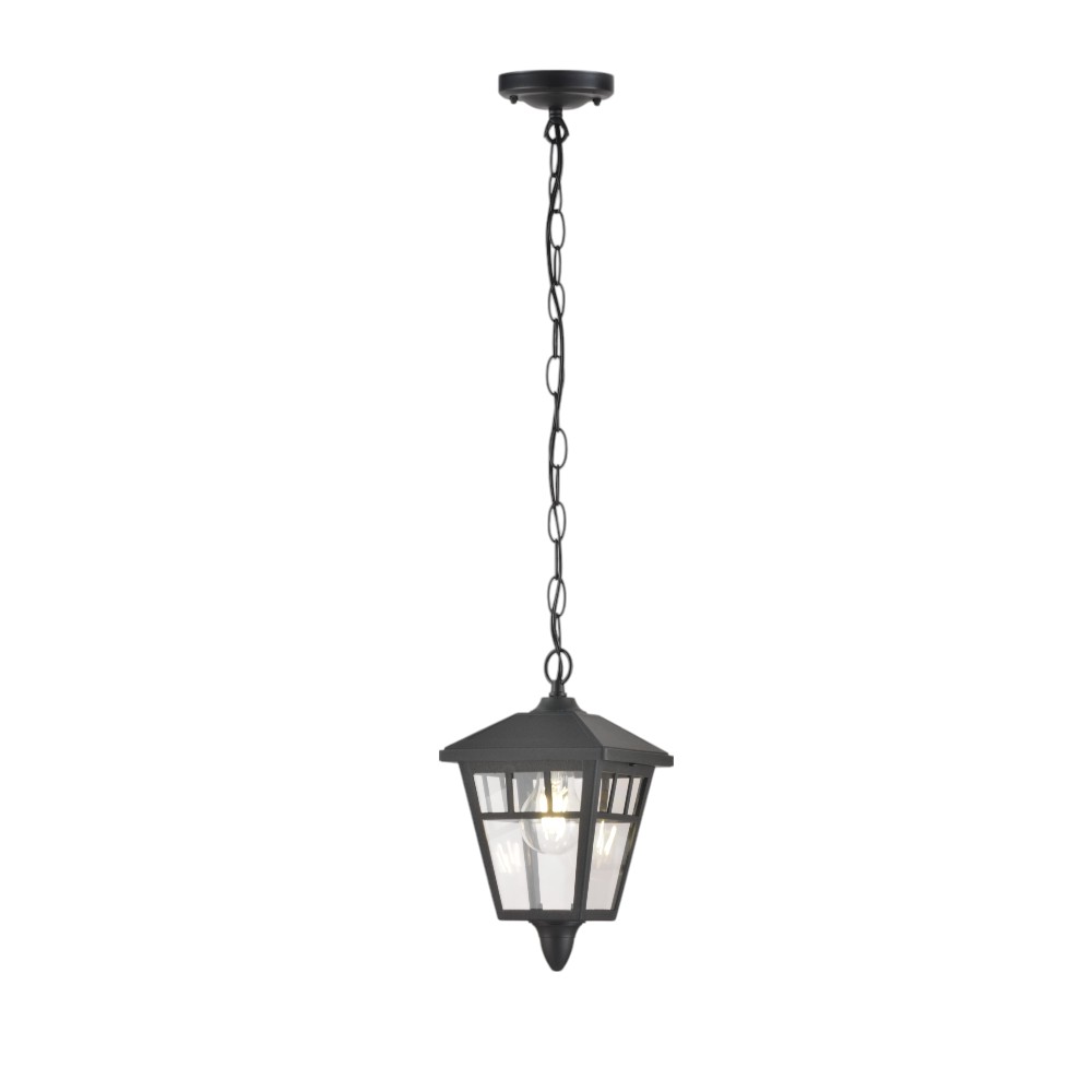 Farol colgante E27 Myst de plástico negro IP44