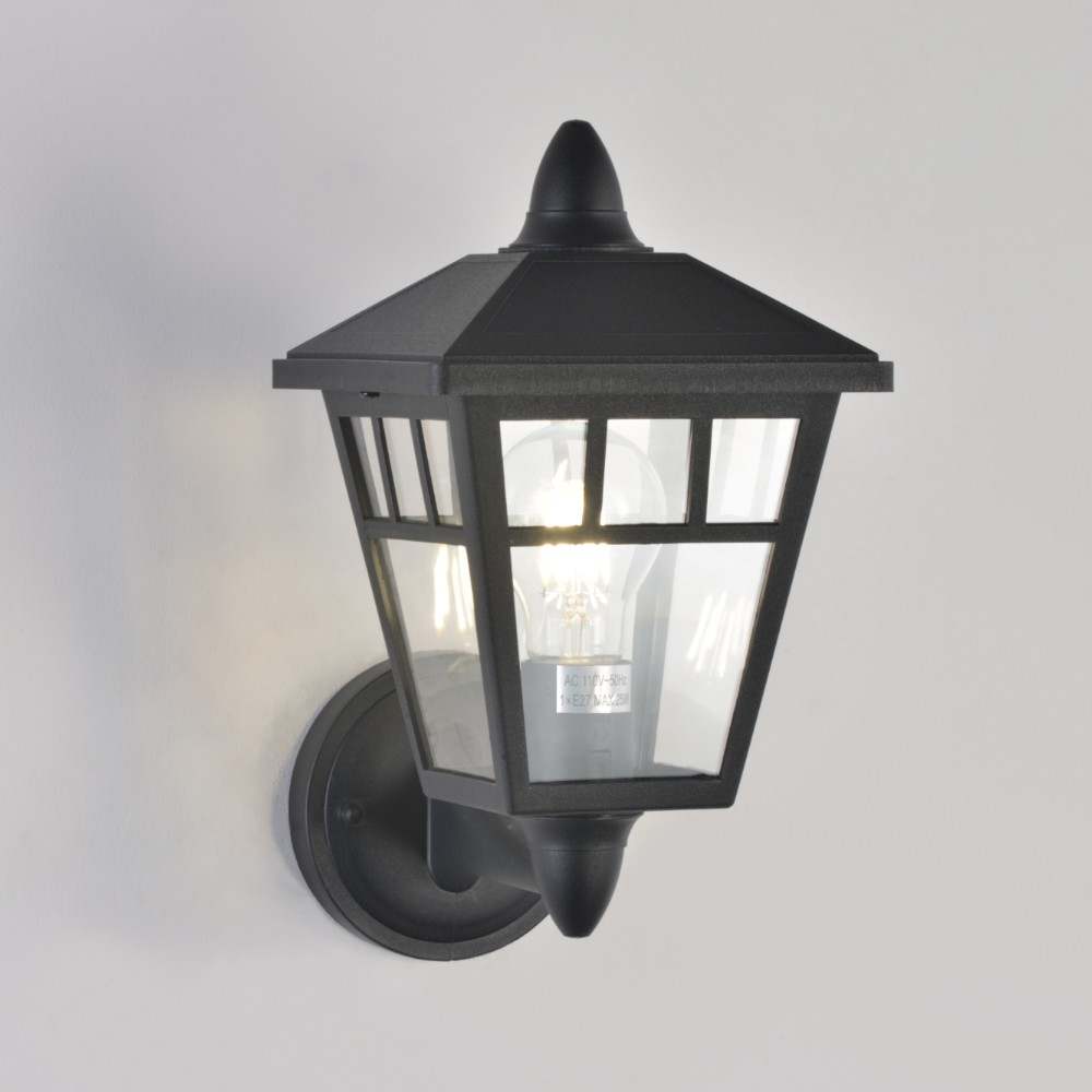 Farol de pared E27 Myst de plástico negro IP44