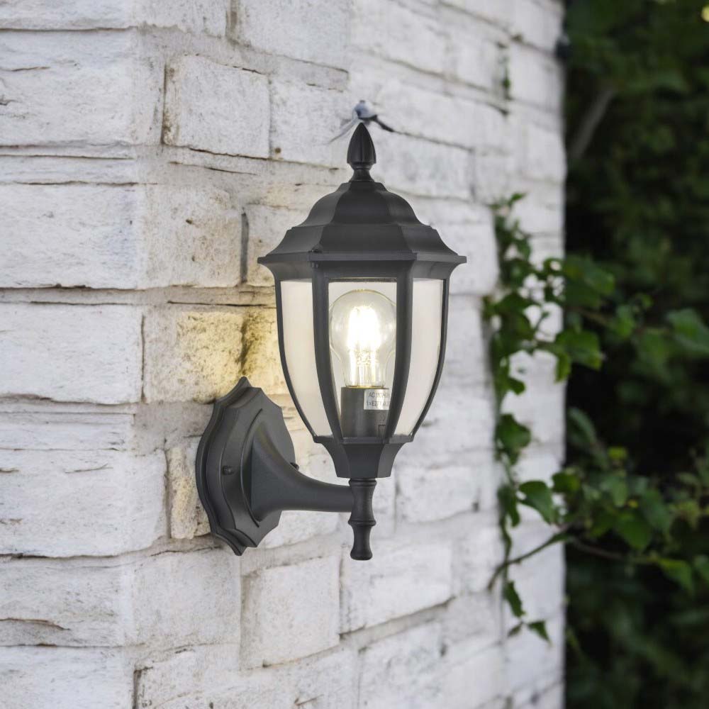 Farol de pared E27 Wish de plástico negro IP44