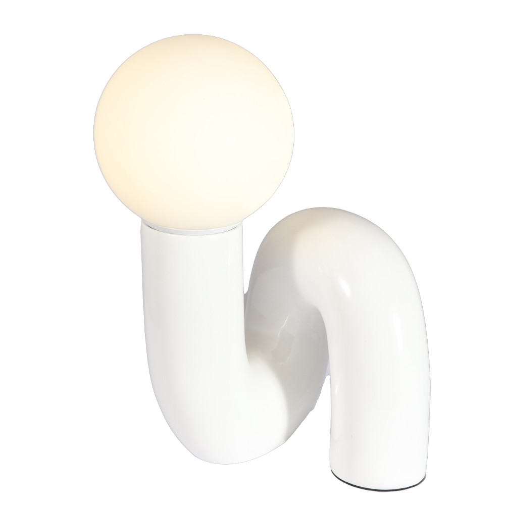 Lámpara de mesa E14 Point base resina blanca pantalla vidrio