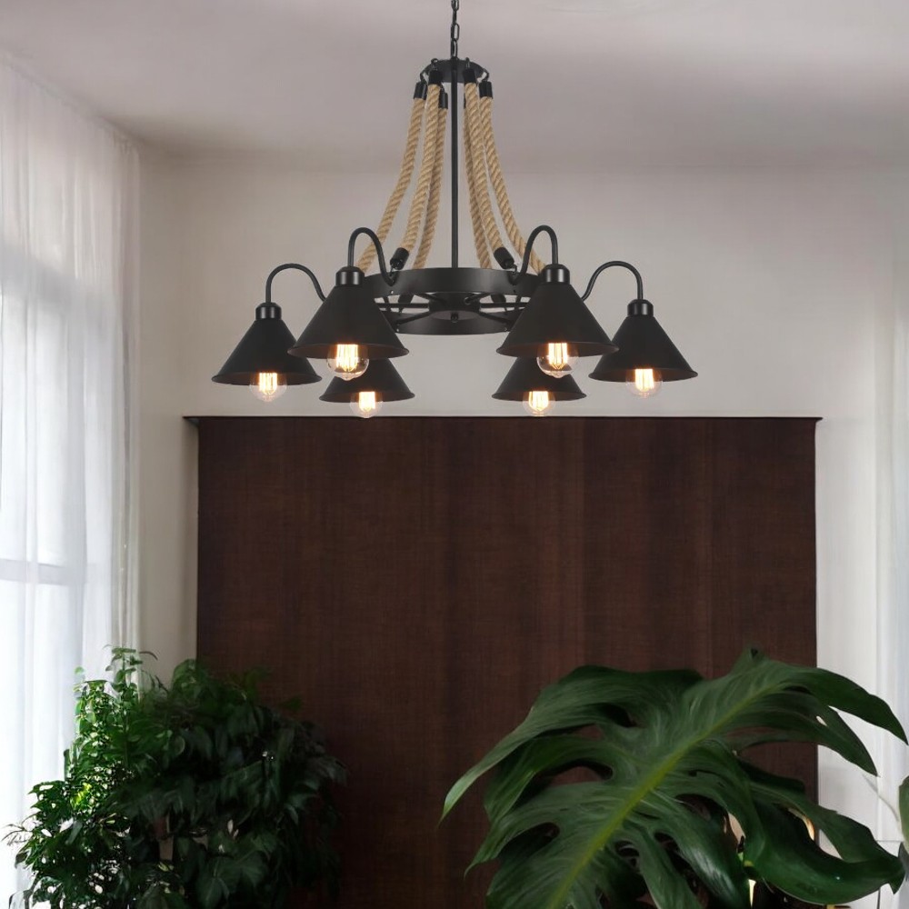 Lámpara colgante Israel de soga/metal