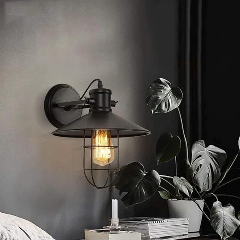 Lámpara de pared industrial Isabeau metal negro