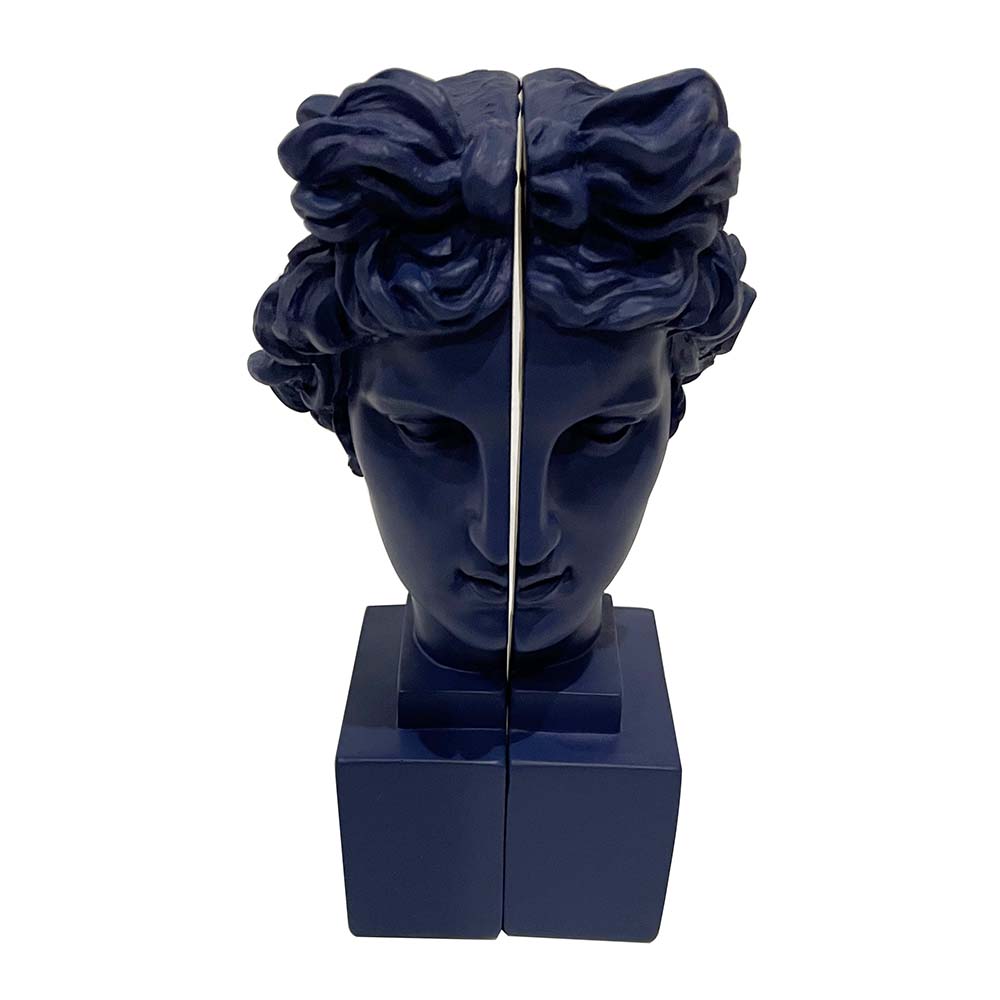 Sujetalibros Busto Griego de resina azul 10cm