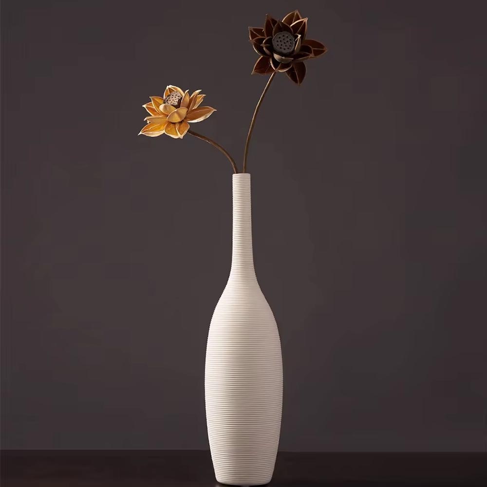 Florero de cuello largo Haze de cerámica beige 37cm