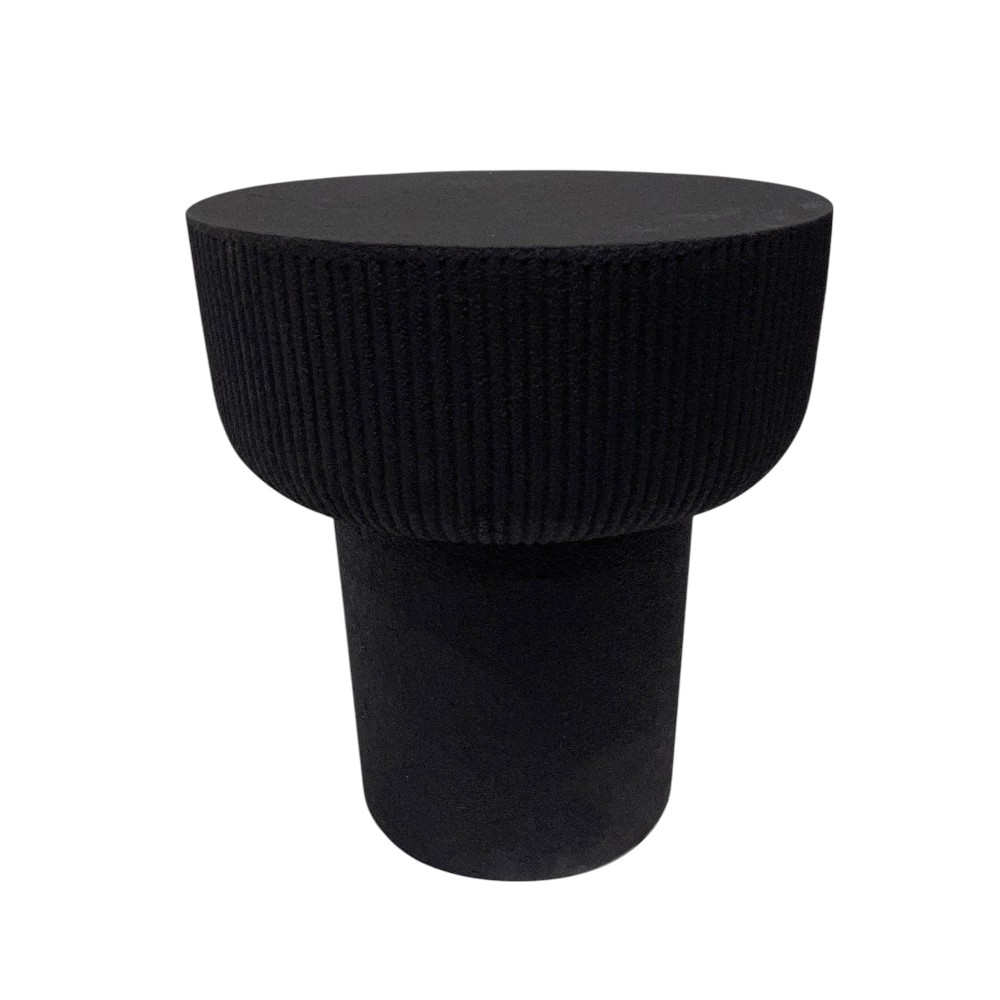 Mesa auxiliar Ribbed de fibra mineral negra 40x45cm