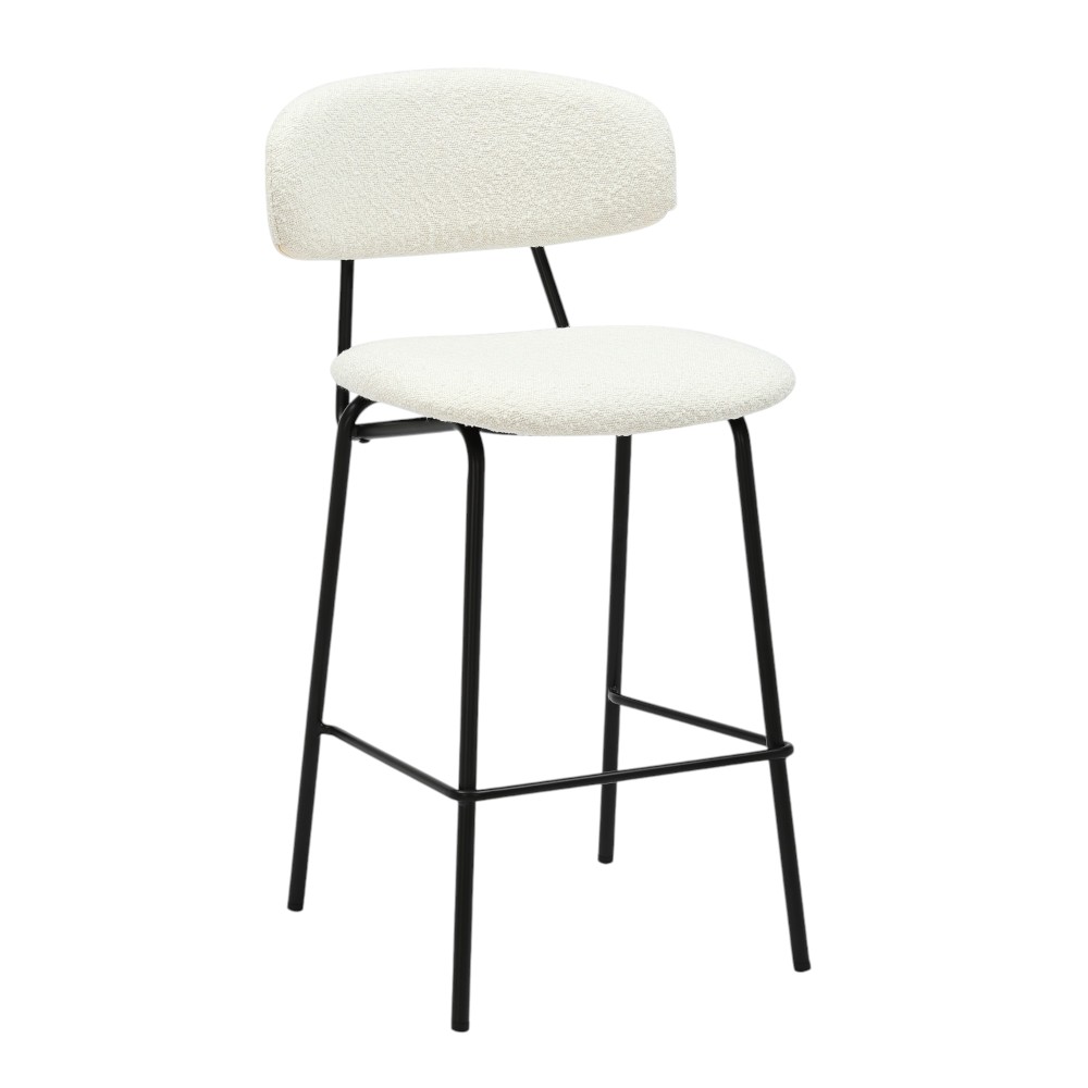 Taburete de bar moderno Galit de tapiz boucle beige