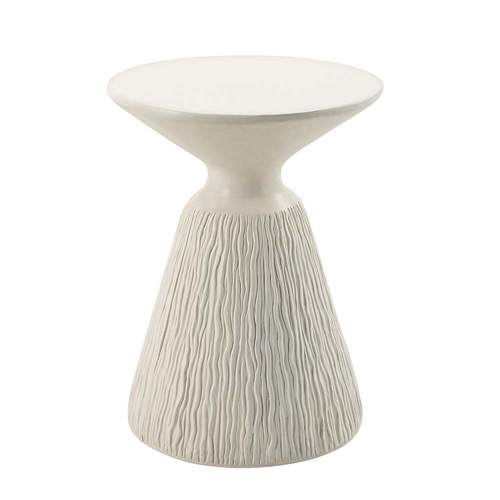 Mesa auxiliar Charm base tipo concreto estriado blanco