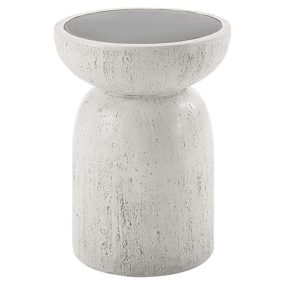Mesa auxiliar redonda contemporánea Briar de concreto blanco