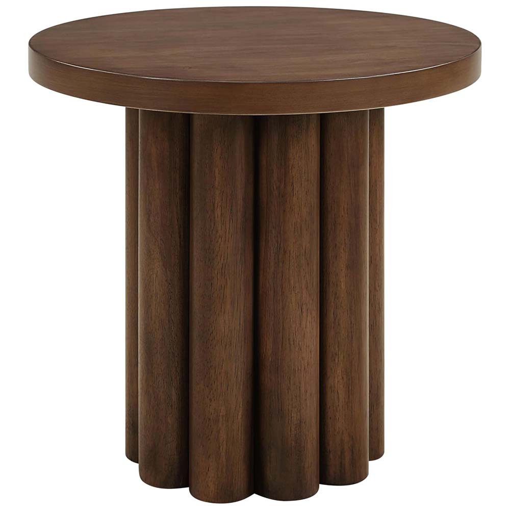 Mesa auxiliar redonda contemporánea Brune de madera café