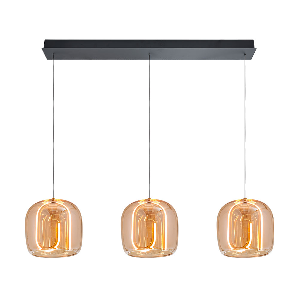 Lámpara colgante led Ted vidrio ámbar luz cálida