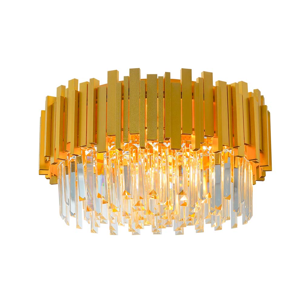 Lámpara de tumbado Georgia dorada/cristal 6 luces