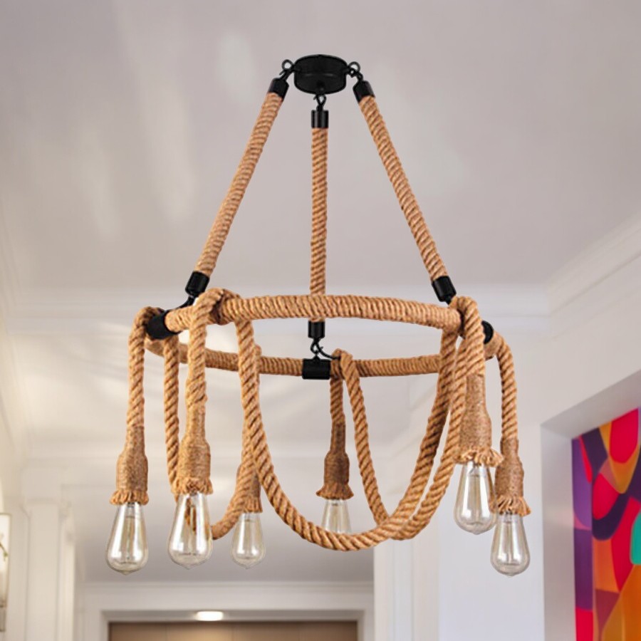 Lámpara colgante Xiomara de fibra natural