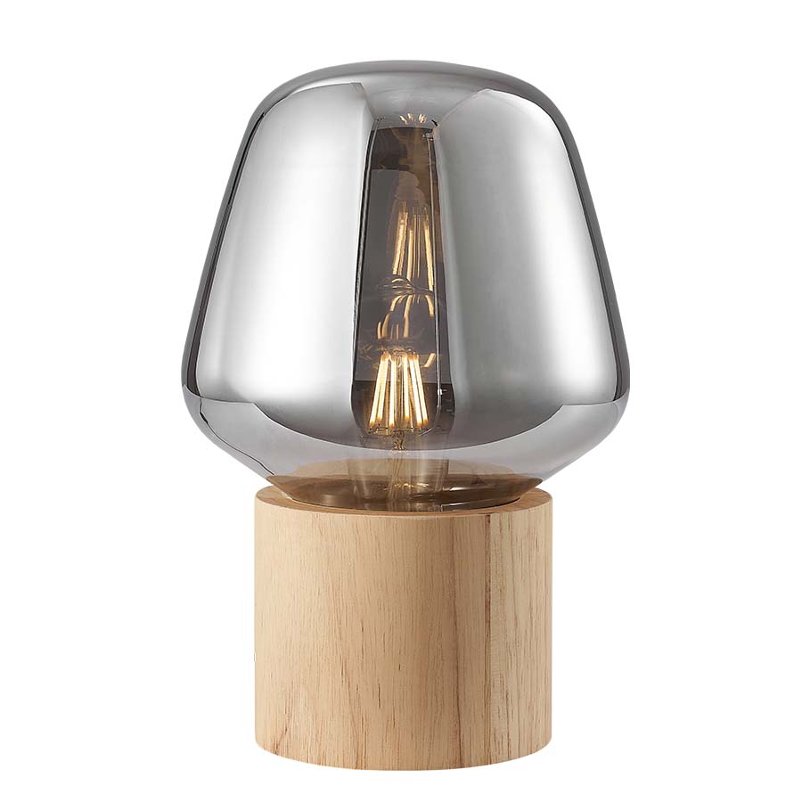 Lámpara de mesa Maximus de vidrio y madera