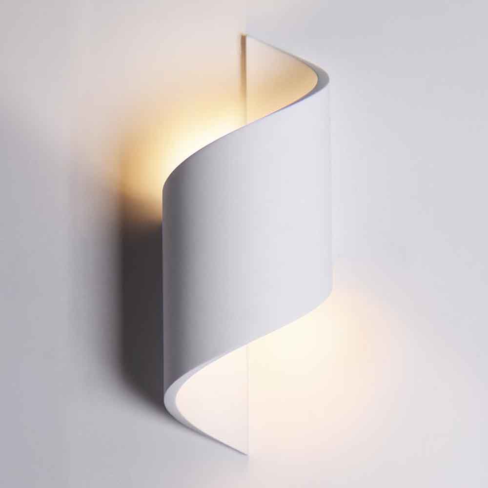 Aplique de pared gypsum Curl blanco para foco G9