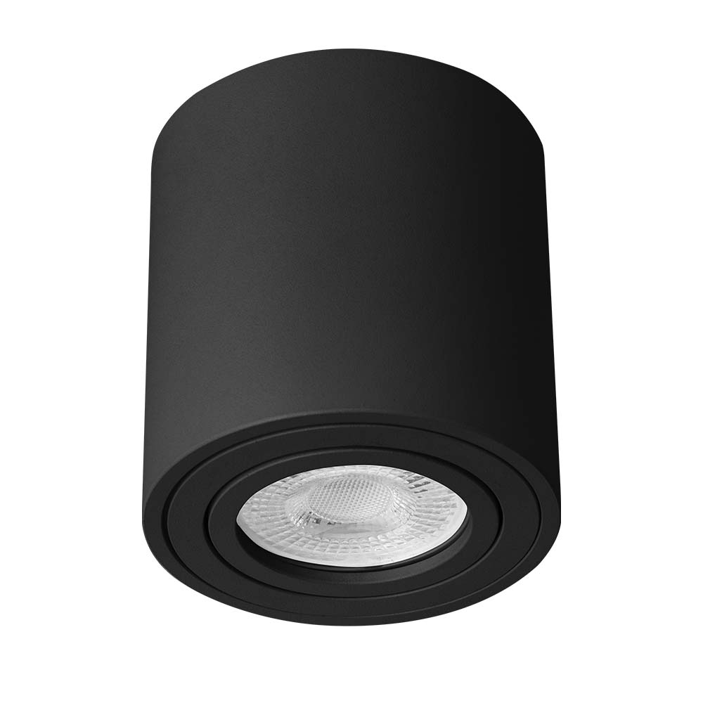 ODB sobrepuesto Cylinder redondo negro para GU10 Ø80mm