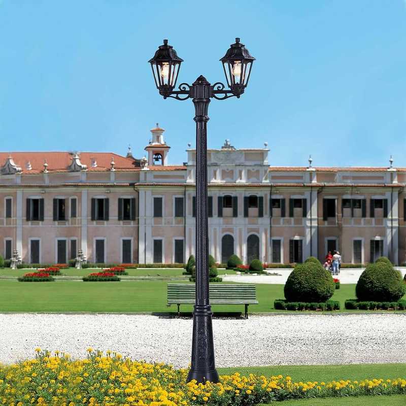 Farol Anna doble con poste negro 2xE27 IP55