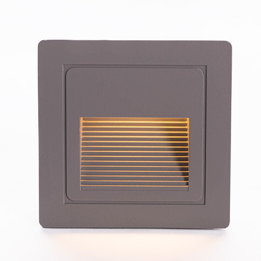 Luminaria led 3000K de peldaño cuadrado gris