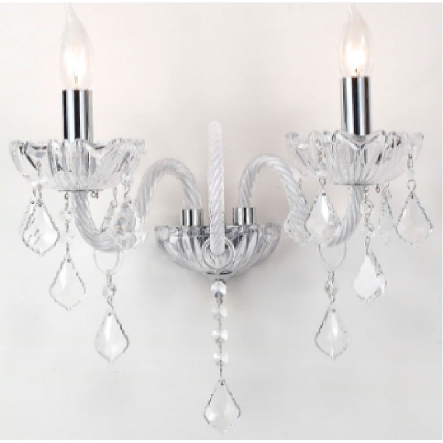 Aplique de pared doble Emi de cristal K9 transparente