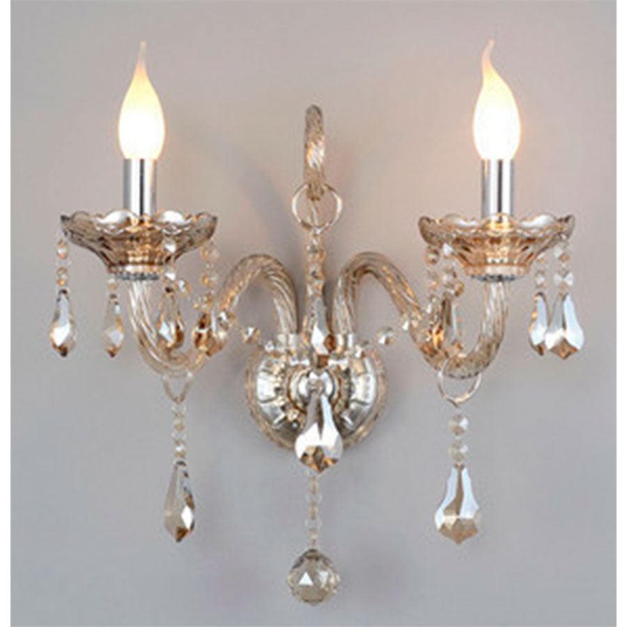 Aplique de pared doble Gino de cristal K9 champagne