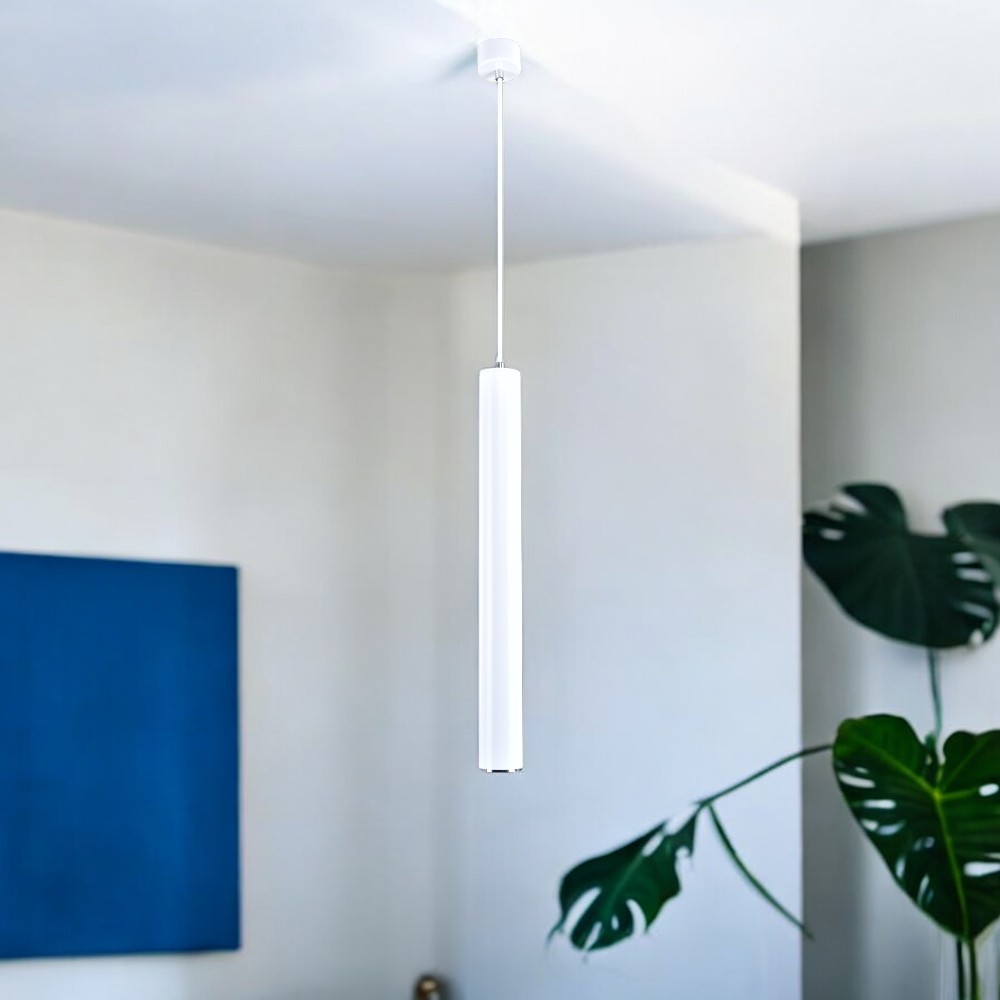 Lámpara colgante Tube blanca 48cm