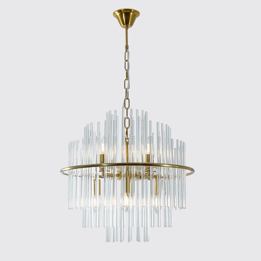 Lámpara colgante 8xE14 Zenith con tubos de cristales