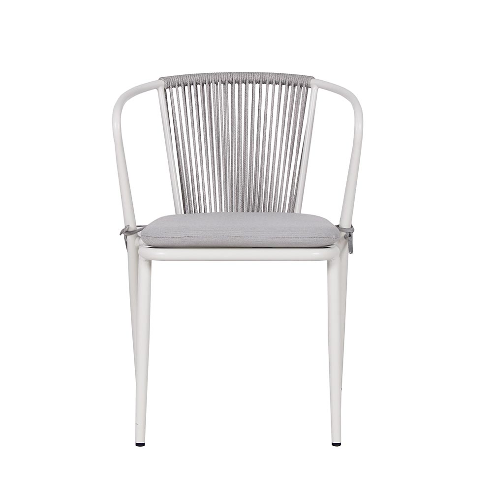 Silla de comedor exterior estructura aluminio blanco hueso
